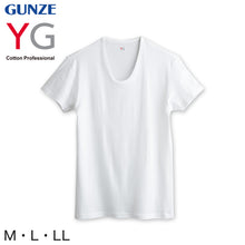画像をギャラリービューアに読み込む, グンゼ YG Tシャツ メンズ 半袖 U首 tシャツ 綿100% M~LL (GUNZE 男性 紳士 下着 肌着 インナー 抗菌 防臭 M L LL 白) (在庫限り)
