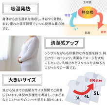 画像をギャラリービューアに読み込む, 大きいサイズ 長袖 U首 クルーネック メンズ 綿100 3L～5L (吸湿発熱 コットン ビッグ ロング 大寸 白t 大きめ でかい ぽっちゃり 肥満 マッチョ 筋肉 体型カバー 3L 4L 5L)
