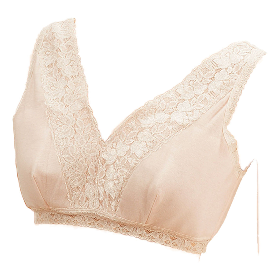 エジプト綿 広幅レースハーフトップ M～LL (ノンワイヤーブラジャー ブラジャー ブラ 綿100% 肌着 下着 レース) (婦人肌着) (取寄せ)