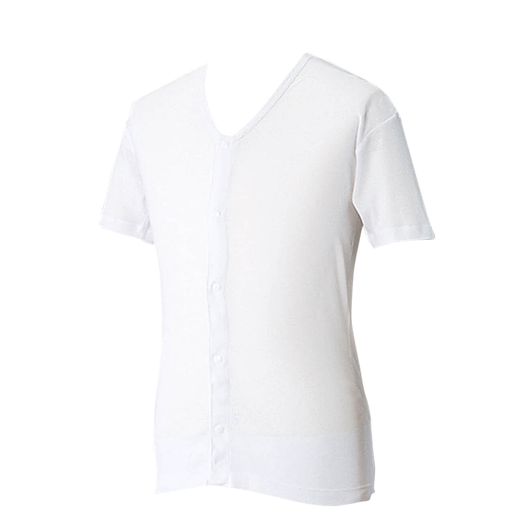 前開きシャツ 紳士 介護 下着 半袖 インナー 3L 2枚組 (大きいサイズ 綿100% プラスチックホック式 ワンタッチ肌着 シャツ メンズ 男性) (在庫限り)