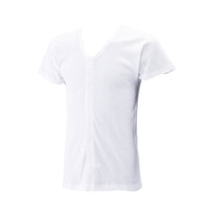 画像をギャラリービューアに読み込む, ワンタッチ肌着 紳士用ワンタッチテープ式半袖前開きシャツ 2枚組 S～LL (マジックテープ ボタン 前あき 下着 入院 ワンタッチ肌着 インナー 男性 紳士) (在庫限り)
