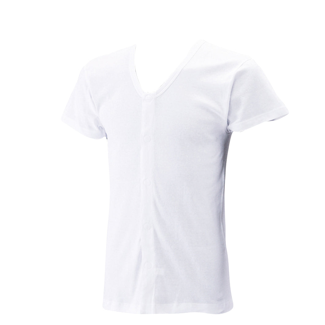 ワンタッチ肌着 紳士用ワンタッチテープ式半袖前開きシャツ 2枚組 S～LL (マジックテープ ボタン 前あき 下着 入院 ワンタッチ肌着 インナー 男性 紳士) (在庫限り)