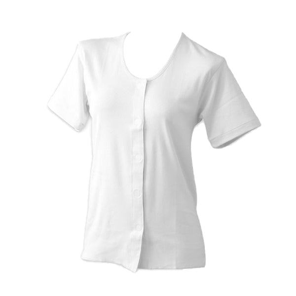 前開きシャツ 婦人 介護 下着 半袖 インナー 3L 2枚組 (綿100% マジックテープ式 ワンタッチ肌着 シャツ レディース 女性 大きいサイズ) (在庫限り)