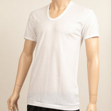 画像をギャラリービューアに読み込む, Tシャツ メンズ 半袖U首シャツ インナー 2枚組 M～LL (男性 紳士 肌着 半袖 ｔシャツ Uネック インナーウェアー 夏 吸水速乾 吸汗速乾 抗菌防臭 鹿の子編み M L LL) (在庫限り)
