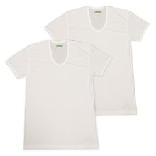 画像をギャラリービューアに読み込む, Tシャツ メンズ 半袖U首シャツ インナー 2枚組 M～LL (男性 紳士 肌着 半袖 ｔシャツ Uネック インナーウェアー 夏 吸水速乾 吸汗速乾 抗菌防臭 鹿の子編み M L LL) (在庫限り)
