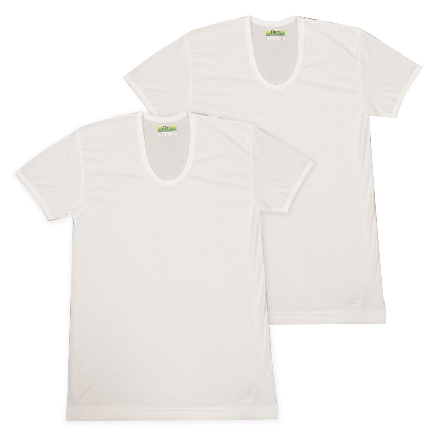 Tシャツ メンズ 半袖U首シャツ インナー 2枚組 M～LL (男性 紳士 肌着 半袖 ｔシャツ Uネック インナーウェアー 夏 吸水速乾 吸汗速乾 抗菌防臭 鹿の子編み M L LL) (在庫限り)