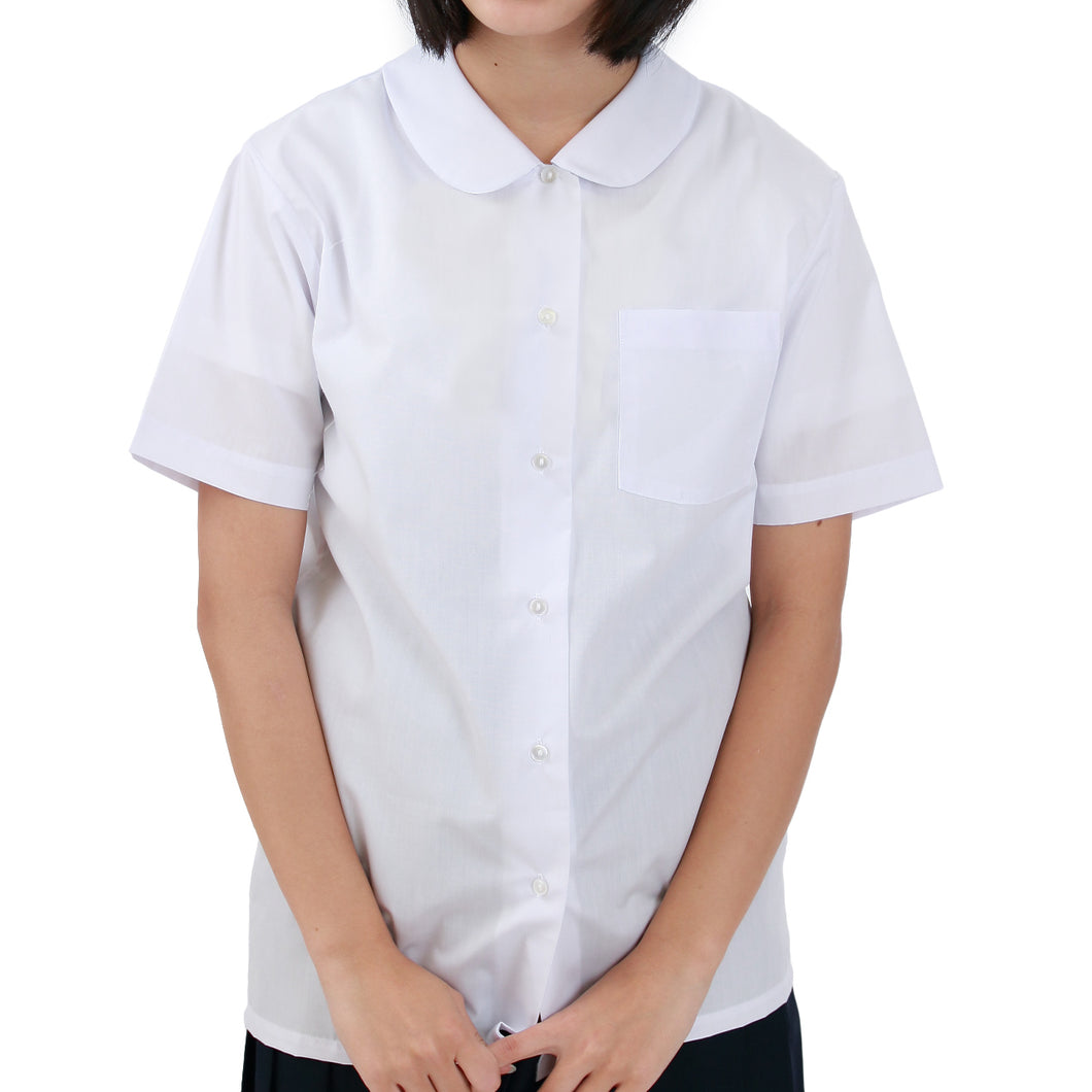 トンボ 小学生 丸襟 ニットブラウス 半袖 スクールブラウス 140cmA～165cmA ( スクールシャツ TOMBO トンボ学生服 女の子 女子 丸衿 丸エリ 学生 ベタ衿 140 150 160 165 ) (取寄せ)