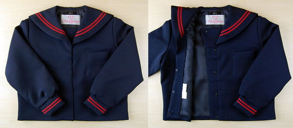 ティアラ 女子小学生 カシドス織り 赤2本ライン セーラー服 140cmA