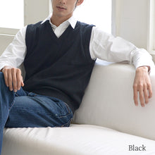 画像をギャラリービューアに読み込む, Vネック ニット メンズ ベスト ビジネス S～3L V首 ビジネス カジュアル オフィス 秋 冬 ウール 防寒 大きいサイズ メンズニット メンズセーター 無地 シンプル スリム 薄手
