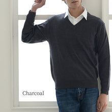 画像をギャラリービューアに読み込む, V首 セーター メンズ S～3L Vネック ビジネス カジュアル オフィス 秋 冬 ウール 防寒 大きいサイズ メンズニット メンズセーター 無地 シンプル スリム 薄手
