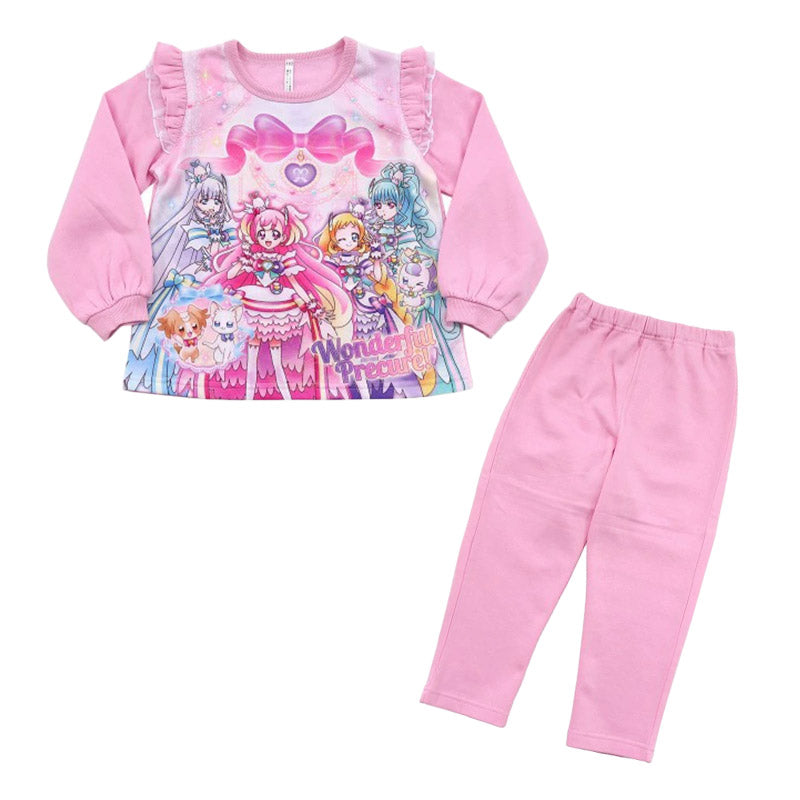 光るパジャマ プリキュア パジャマ 裏起毛 長袖 女の子 キッズ トレーナー 光る 冬 上下セット 100cm～130cm 110cm 120cm 女児 子供 わんだふるぷりきゅあ！ ひろがるスカイ！プリキュア お泊り保育