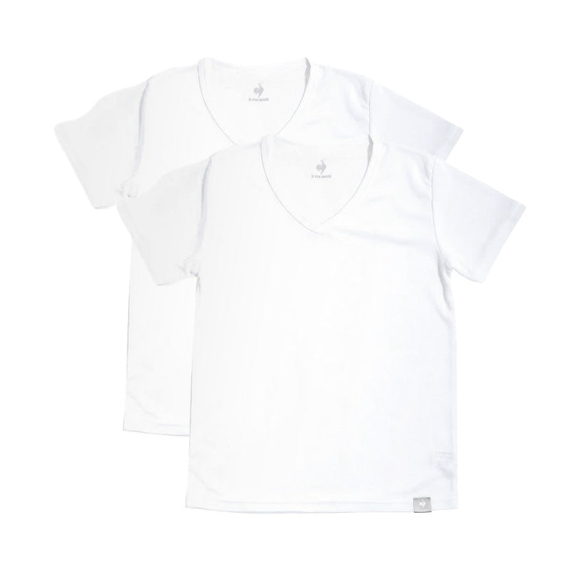 キッズ 半袖シャツ メッシュ vネック 男の子 子供 肌着 ルコック 2枚組 130cm～170cm tシャツ 速乾 v首 下着 インナー 夏 運動 スポーツ 白 黒 (在庫限り)