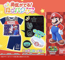 画像をギャラリービューアに読み込む, スーパーマリオ 光るパジャマ 男の子 半袖 キッズ パジャマ マリオ ヨッシー 光る 上下セット 110cm～130cm 子供 ルームウェア 部屋着 子供服 夏 男児 入園祝い 入園準備 110 120 130 
