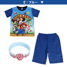 画像をギャラリービューアに読み込む, スーパーマリオ 光るパジャマ 男の子 半袖 キッズ パジャマ マリオ ヨッシー 光る 上下セット 110cm～130cm 子供 ルームウェア 部屋着 子供服 夏 男児 入園祝い 入園準備 110 120 130 
