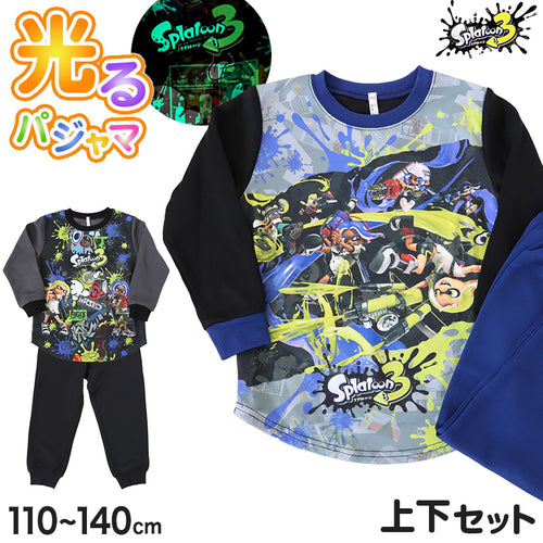 光るパジャマ スプラトゥーン パジャマ 長袖 キッズ スプラトゥーン3 上下セット 110cm～140cm 子供 男の子 子供服 春 秋 スプラ トレーナー 光る 120cm 130cm ジュニア 男児 お泊り