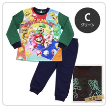 画像をギャラリービューアに読み込む, 光るパジャマ マリオ パジャマ 裏起毛 長袖 男の子 スーパーマリオ 上下セット 110cm～140cm キッズ ジュニア 男児 冬用 子供 トレーナー 光る 120cm 130cm お泊り
