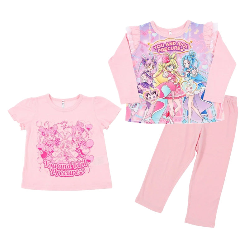 プリキュア パジャマ 光るパジャマ キミとアイドルプリキュア 半袖 長袖 セット 100cm～130cm プリキュアオールスターズ 110cm 120cm 女児 女の子 キッズ 子供 お泊り保育 光る (在庫限り)