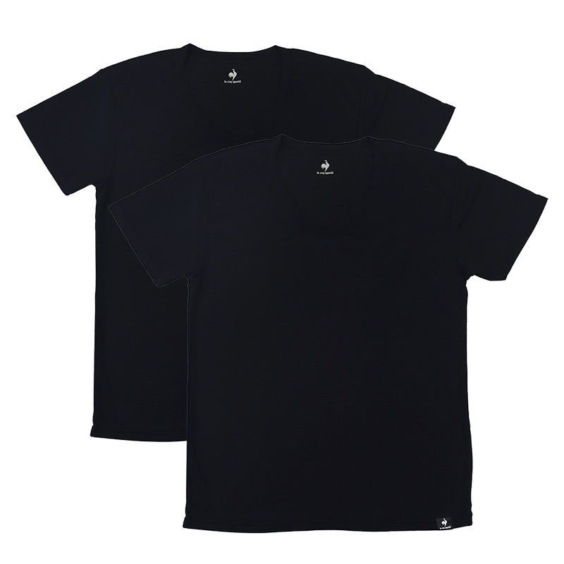 ルコックスポルティフ 裏ハニカムメッシュ V首 半袖 Tシャツ インナー メンズ M L LL 運動 スポーツ 夏 男性 下着 ブランド 肌着 白 黒 吸汗速乾 UV対策 紫外線対策 Vネック (在庫限り)