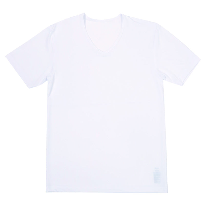 メンズ インナー 乳首透けにくい 胸二重 半袖 Vネック 接触冷感 M L LL 乳首 隠し 透け 防止 運動 スポーツ 夏 男性 下着 肌着 白 黒 吸汗速乾 UV対策 紫外線対策 (在庫限り)