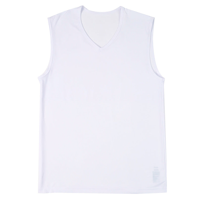 メンズ インナー 乳首透けにくい 胸二重 サーフシャツ 接触冷感 Vネック ノースリーブ M L LL 乳首 隠し 透け 防止 運動 スポーツ 夏 男性 下着 肌着 白 黒 吸汗速乾 UV対策 紫外線対策 (在庫限り)