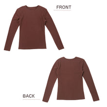 画像をギャラリービューアに読み込む, あったかインナー 両起毛 長袖 レディース 冬 冬用 胸当て付き M L LL 保温 防寒対策 冷え対策 暖かい 冬 冬用 下着 肌着 女性 薄手 ストレッチ 快適 温活 ヒートテック クルーネック あったか 無地 生活の木
