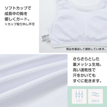 画像をギャラリービューアに読み込む, ハーフトップ ジュニア 裏メッシュ カップ付き インナー 140cm 150cm 160cm 女の子 スクール 小学生 中学生 子供 下着 キッズ ホック無し ノンワイヤー シンプル ガールズ 速乾性 伸縮 ストレッチ ファーストブラ
