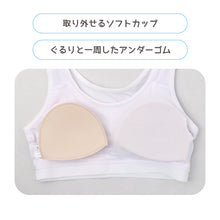 画像をギャラリービューアに読み込む, ジュニア ハーフトップ カップ付き 女の子 速乾 ドライ ストレッチ UVカット ANAP 150cm 160cm 165cm カップ取り外し可 エステルベア天 インナー 小学生 中学生 スクールインナー ジュニアブラ ファーストブラ キッズ 女児 肌着 下着 通学 体育
