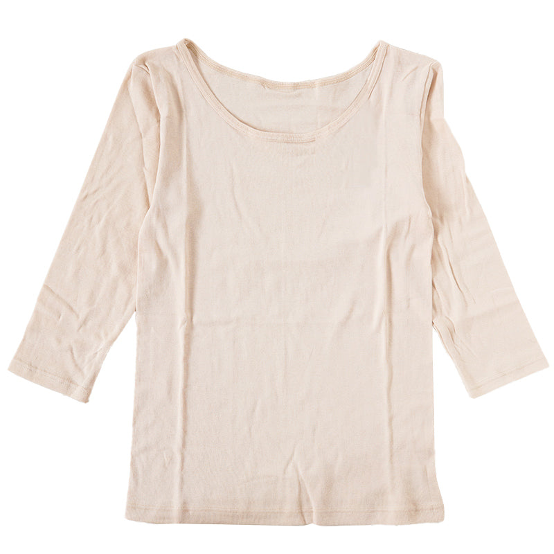 下着 7分袖 肌着 綿100% レディース インナー シャツ 長袖 M L LL 綿 tシャツ 無地 グレー 白 黒 女性