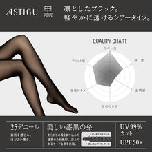 画像をギャラリービューアに読み込む, アスティーグ 黒 ストッキング レディース パンスト 25デニール S-M～L-LL (ASTIGU パンティストッキング 婦人 ブラック)
