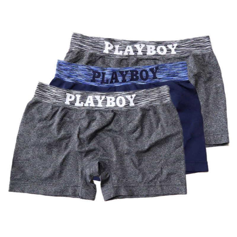 PLAYBOY ボクサーパンツ メンズ ボクサーブリーフ ブランド 成型ボクサー インナー 3枚組 M～LL セット 前閉じ 下着 男性 パンツ ボクサー シンプル おしゃれ プレイボーイ (在庫限り)