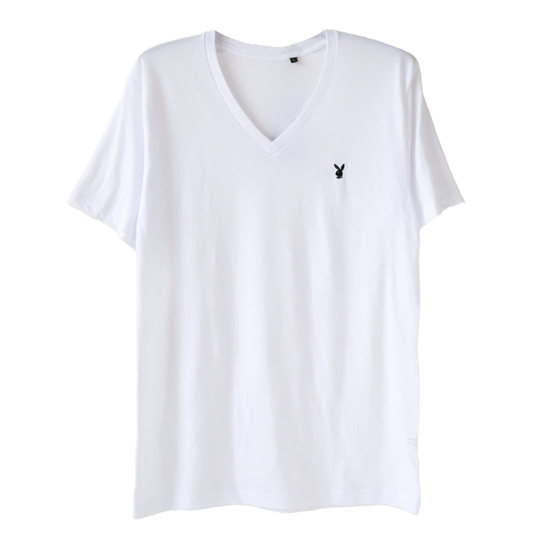 インナー メンズ tシャツ 半袖 vネック 綿混 プレイボーイ M～LL 紳士 トップス インナーシャツ ワンポイント v首 下着 紳士肌着 男 PLAYBOY ブランド アンダーウェア