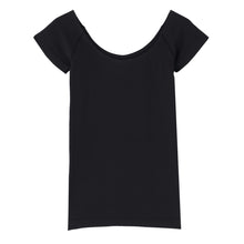 画像をギャラリービューアに読み込む, インナー レディース 半袖 フレンチ袖 2分袖 ひびきにくい 肌着 深あき オフショルダー アツギ M L 婦人 黒 ベージュ 肌色 下着 アスティーグ ASTIGU
