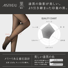 画像をギャラリービューアに読み込む, アスティーグ 黒 タイツ シアータイツ 30デニール 着圧 ストッキング 着圧タイツ レディース S-M～L-LL アツギ ASTIGU アツギタイツ 婦人 ブラック

