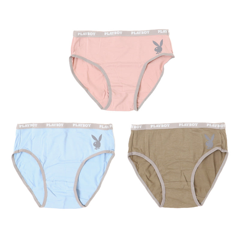 ショーツ レディース 婦人 3枚組 シンプル ブランド PLAYBOY プレイボーイ ベア天 M L LL 下着 肌着 インナー PLAY BOY かっこいい 綿混 まとめ買い セット
