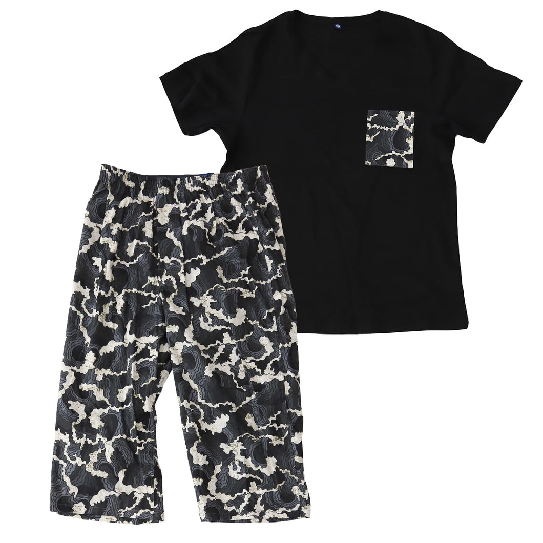 綿100% ステテコ メンズ 上下セット 夏 パジャマ 部屋着 半袖 vネック M～LL Tシャツ 夏用 ルームウエア ルームウェア 上下 父の日 プレゼント ギフト 60代 50代 70代 実用的 服 (在庫限り)