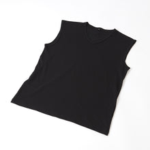 画像をギャラリービューアに読み込む, メンズ インナー Tシャツ ノースリーブ Vネック 綿素材 夏 吸水速乾 ムレない ストレッチ 伸縮性 サラサラ 下着 肌着 クレープ サラッとした着心地 汗で蒸れにくい 白 黒 グレー ネイビー M L LL (在庫限り)
