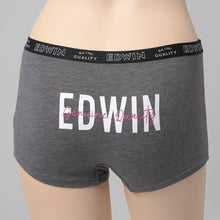 画像をギャラリービューアに読み込む, EDWIN ショーツ 1分丈 レディース 綿 ボクサー パンツ 下着 インナー 女性 女子 スポーツ リラックス ストレッチ 動きやすい ロゴ バックプリント 黒 グレー チャコール M L (在庫限り)

