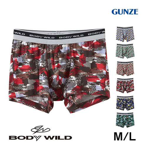 グンゼ BODYWILD ボクサーパンツ ブリーフ メンズ パンツ ボディワイルド M・L (GUNZE 男 紳士 ボクサー インナーウェアー 下着 肌着 迷彩柄 ストライプ 吸汗速乾 ストレッチ) (在庫限り)