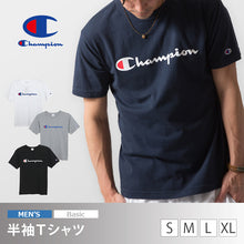 画像をギャラリービューアに読み込む, Champion メンズ 丸首 半袖Tシャツ (S～XL)(ベーシック チャンピオン ブランド 紳士 半袖シャツ 綿100% 大きいサイズあり) (在庫限り)
