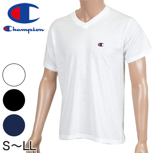 チャンピオン Tシャツ 半袖 インナー S～LL (tシャツ 綿 メンズ 下着 シャツ 肌着 インナーシャツ トップス vネック 吸汗 速乾) (在庫限り)