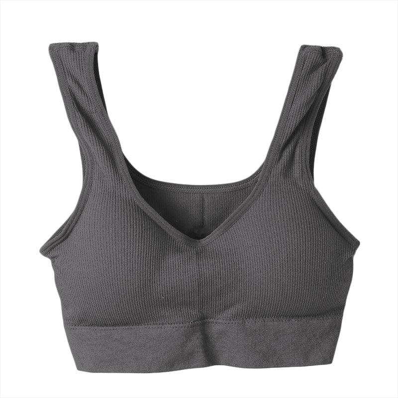 ノンワイヤー ブラジャー ワイヤレス リブ生地 ハーフトップ 無地 シンプル リラックス 締め付けない ストレッチ 伸縮性 伸びる ヨガ おうち 自宅 ゆったり らくらく 黒 グレー 茶 青 緑 M L LL 3L