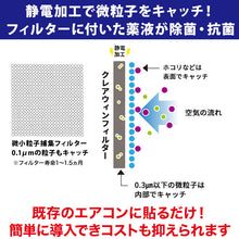画像をギャラリービューアに読み込む, CleAirWin エアコンフィルター家庭用 400×800mm (クレアウィン クレアウイン 菌滅 抗菌 抗ウイルス フィルター エアコン 空気清浄 除菌空調 マスクに匹敵 ルームエアコン用 黄砂) (送料無料)
