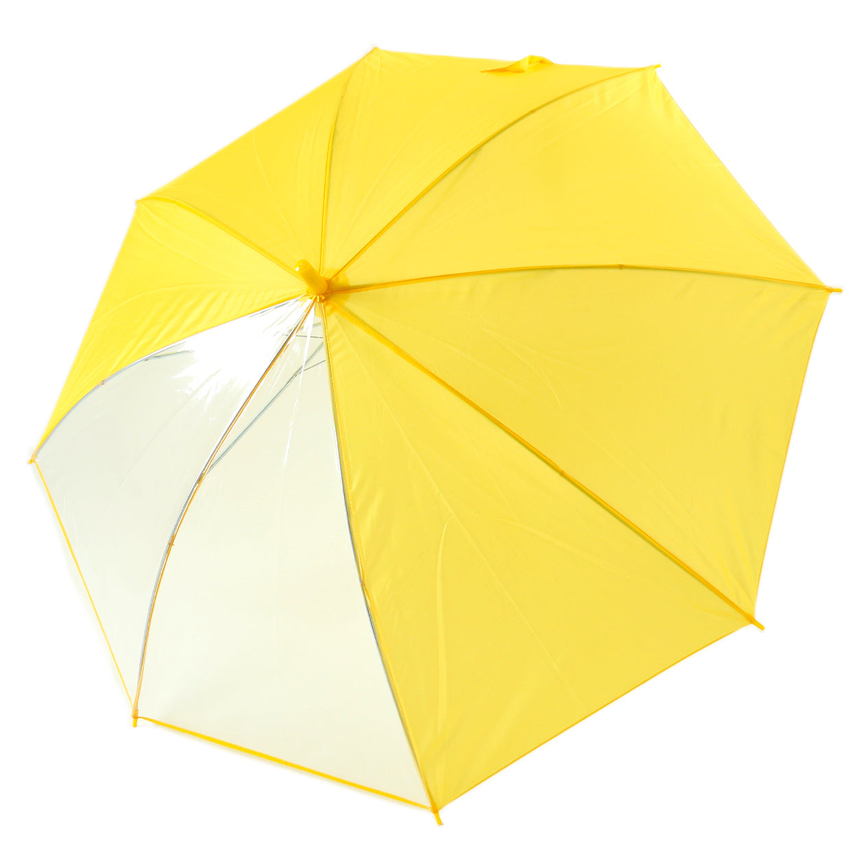 キッズ 傘 55cm 小学生 女の子 男の子 前が見える 透明 窓 イエロー