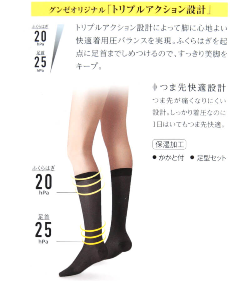 グンゼ ビューティシェイプ 着圧ハイソックス 足首25hPa 23-25cm (靴下