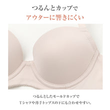 画像をギャラリービューアに読み込む, Tシャツブラ レディース ワイヤーブラ モールドカップ 3/4カップ アウターにひびきにくい つるんとカップ A70～D85 下厚カップ パッドポケット サイドボーンなし 2段3列ホック 薄手 シンプル 軽い バストメイク 響きにくい 女性用 下着 インナー
