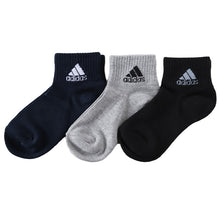 画像をギャラリービューアに読み込む, 靴下 キッズ 子供用 ショートソックス 3足組 adidas 19-21cm～23-25cm (スニーカーソックス 子ども ジュニア くつ下 ワンポイント 丈夫 スポーツソックス)
