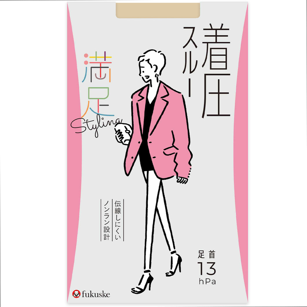 福助 満足 ストッキング 着圧スルー M-L・L-LL (フクスケ レディース パンスト 引き締め) (在庫限り)