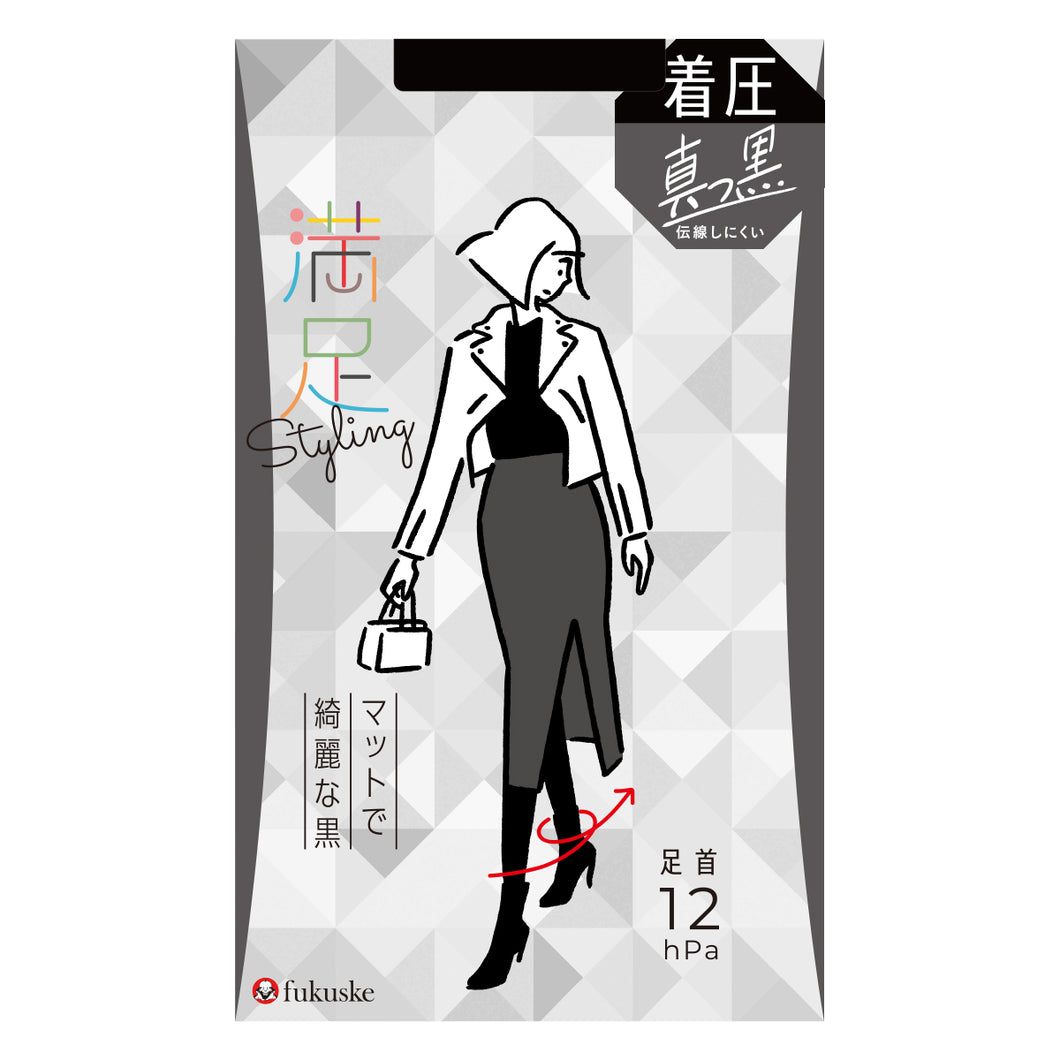 福助 満足 着圧ブラックストッキング M-L・L-LL (フクスケ レディース パンスト 引き締め) (在庫限り)