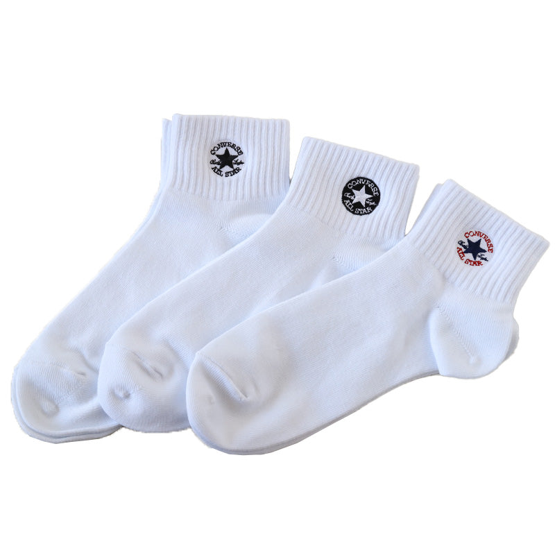 コンバース 片面刺繍 ソックス 3足組 23-25cm 靴下 レディース CONVERSE アソート 3足セット ワンポイント スニーカー くるぶし 福助