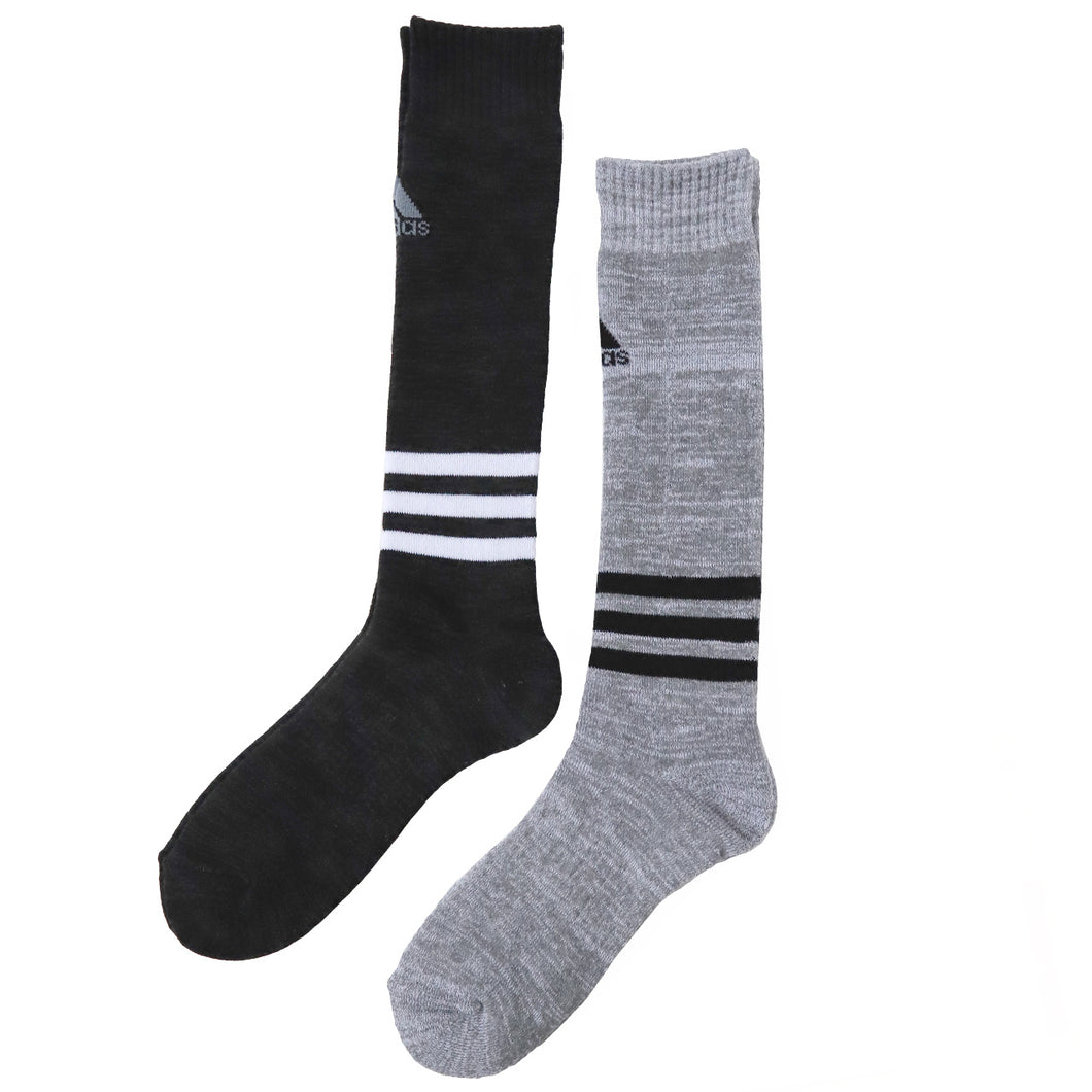 アディダス 総パイル メンズ ハイソックス 2足組 24-26cm～26-28cm (adidas ソックス 靴下 男 セット まとめ買い フクスケ) (在庫限り)